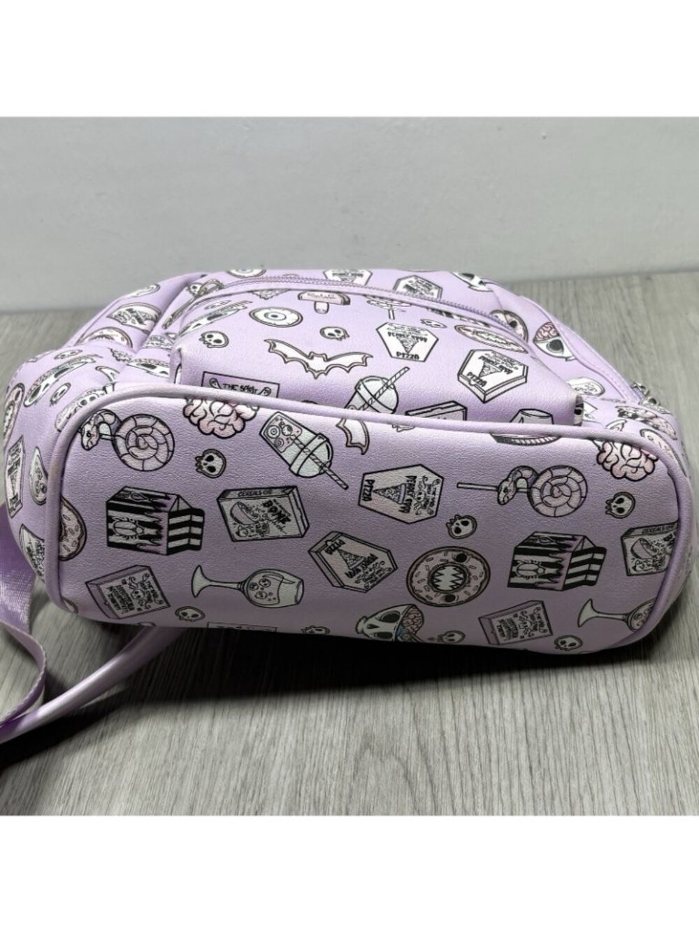 Sleepyville Critters Spooky Food Mini Backpack in Vinyl Skull Halloween Purple - Picture 6 of 9